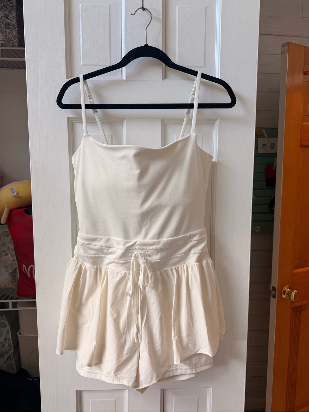 Women's Popflex Cream Spaghetti Strap Romper